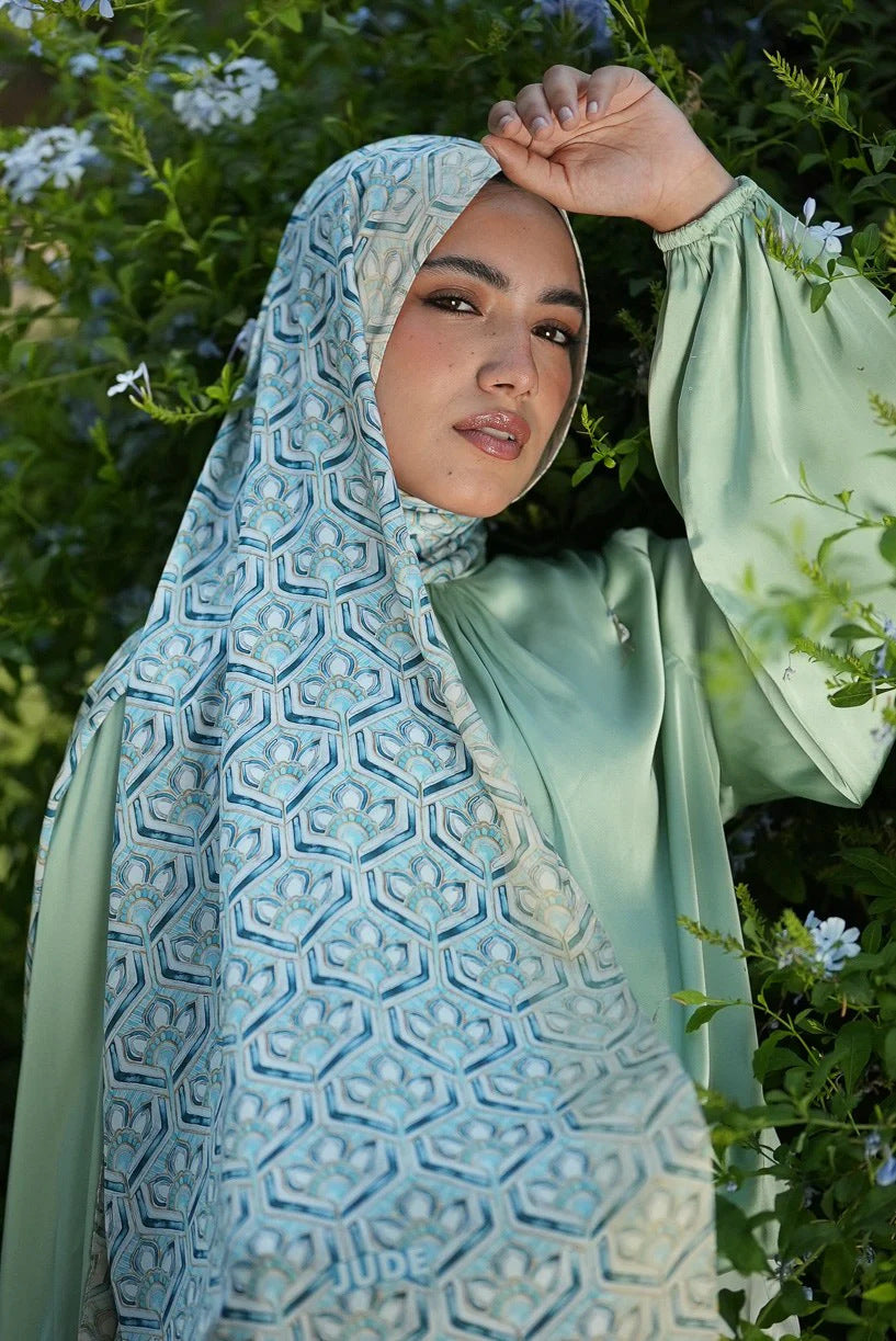 Satin Printed Hijab | Luxury Satin Shawl Headscarf