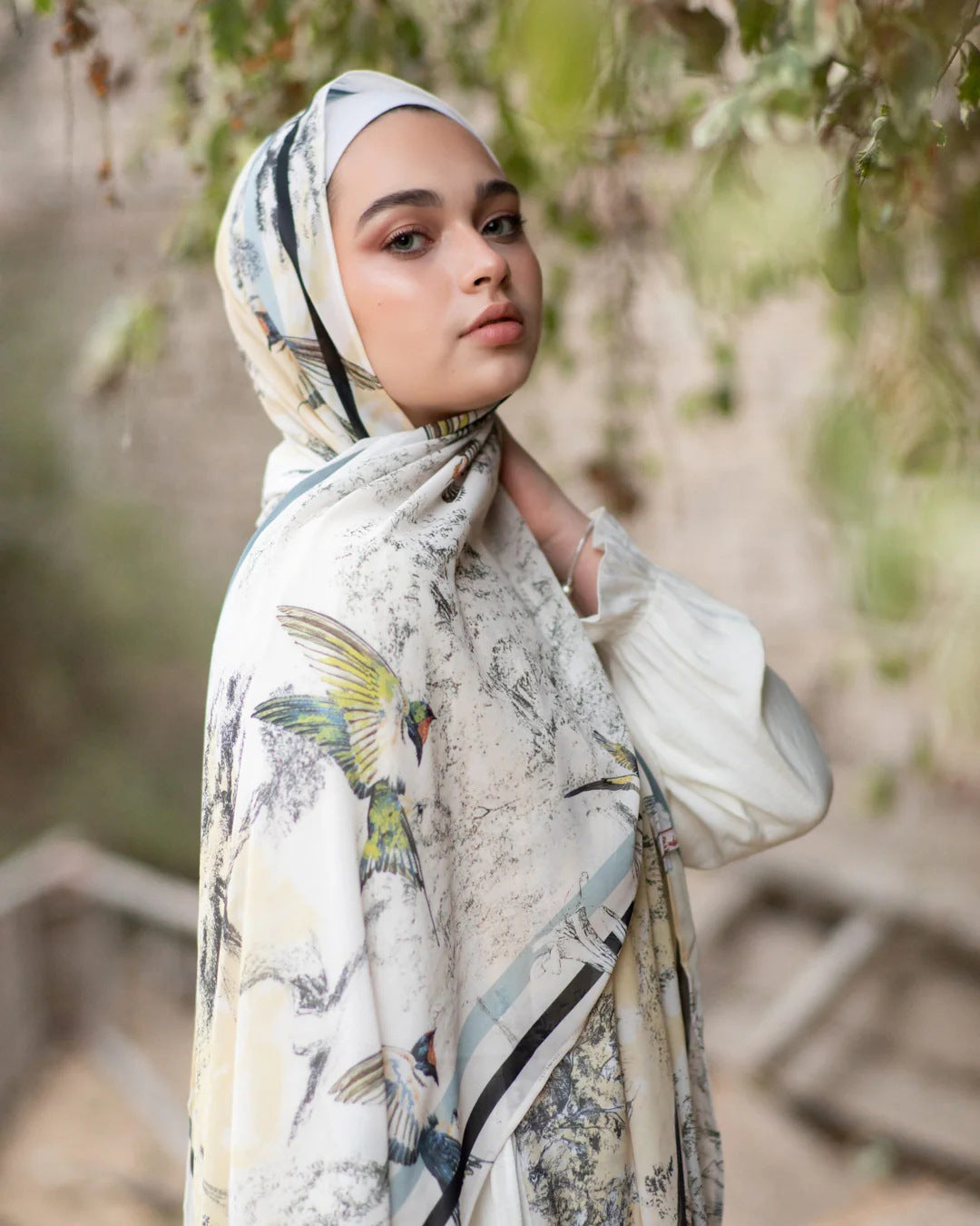 Satin Printed Hijab | Luxury Satin Shawl Headscarf