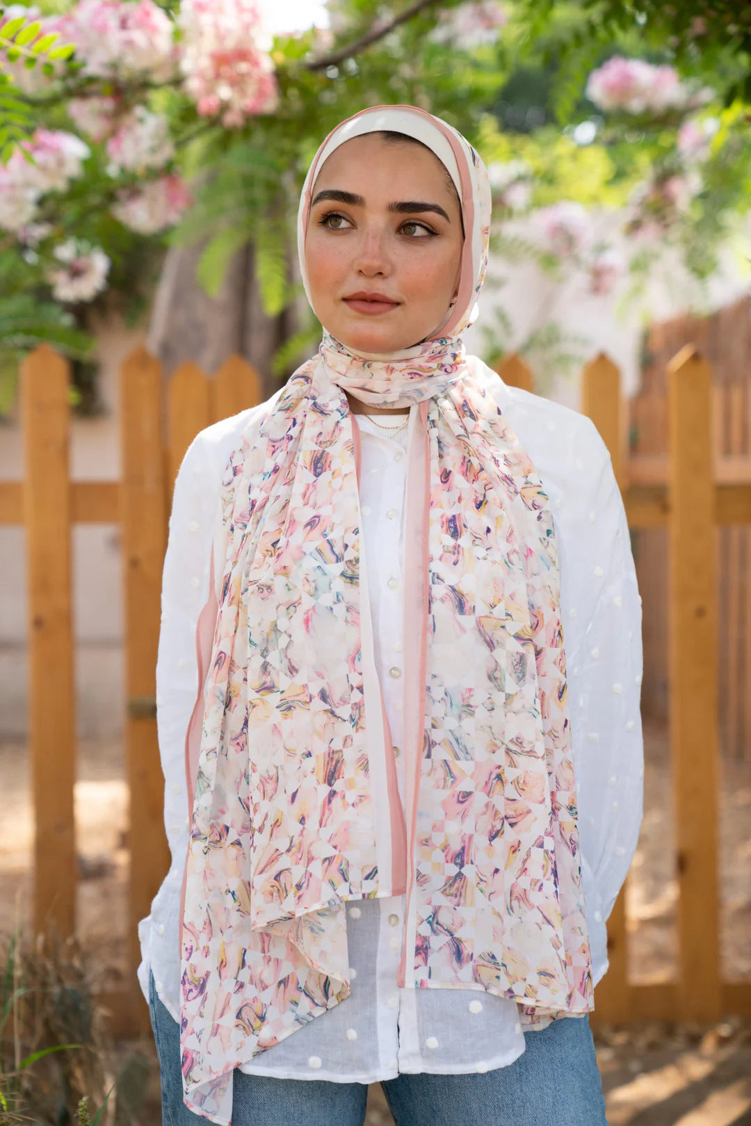 Satin Printed Hijab | Luxury Satin Shawl Headscarf