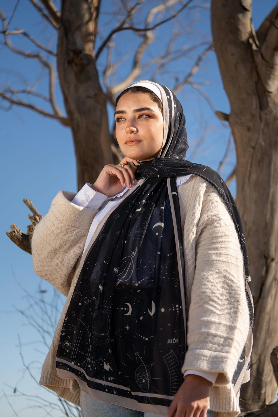Satin Printed Hijab | Luxury Satin Shawl Headscarf