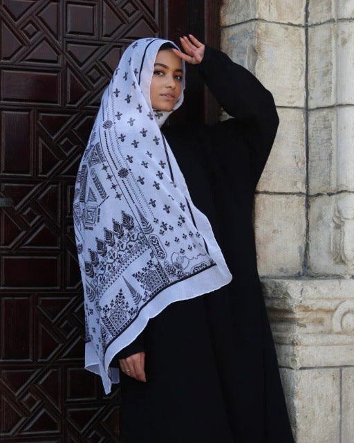 Satin Printed Hijab | Luxury Satin Shawl Headscarf