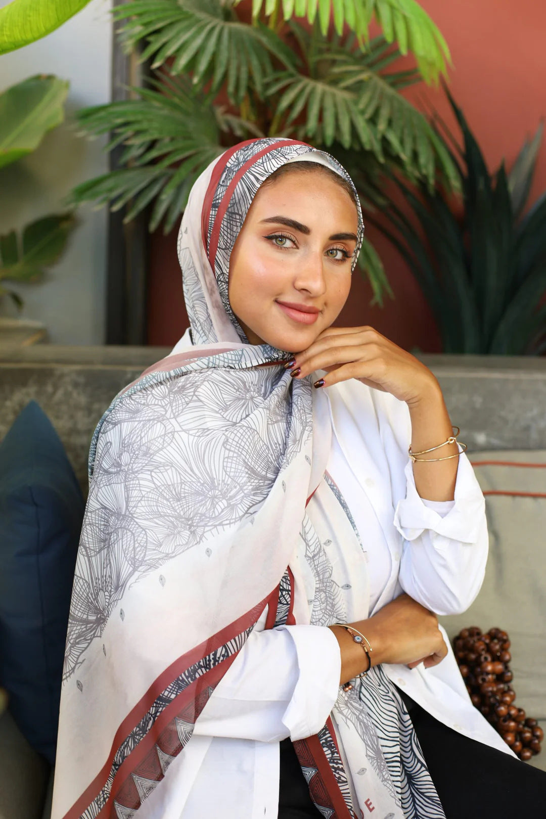 Satin Printed Hijab | Luxury Satin Shawl Headscarf